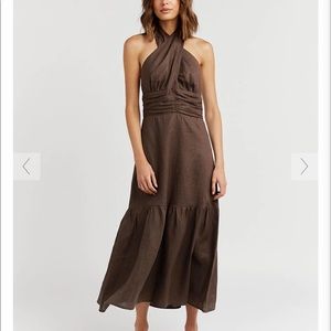 DISSH HARRIER DARK CHOCOLATE LINEN DRESS